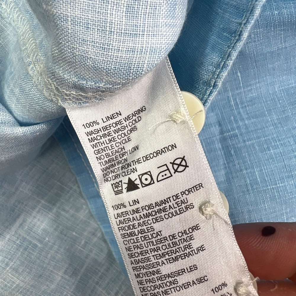 Tommy Bahama Sea Glass Breezer Linen Shirt Men Large Blue Breathable Logo Pocket - Picture 11 of 12